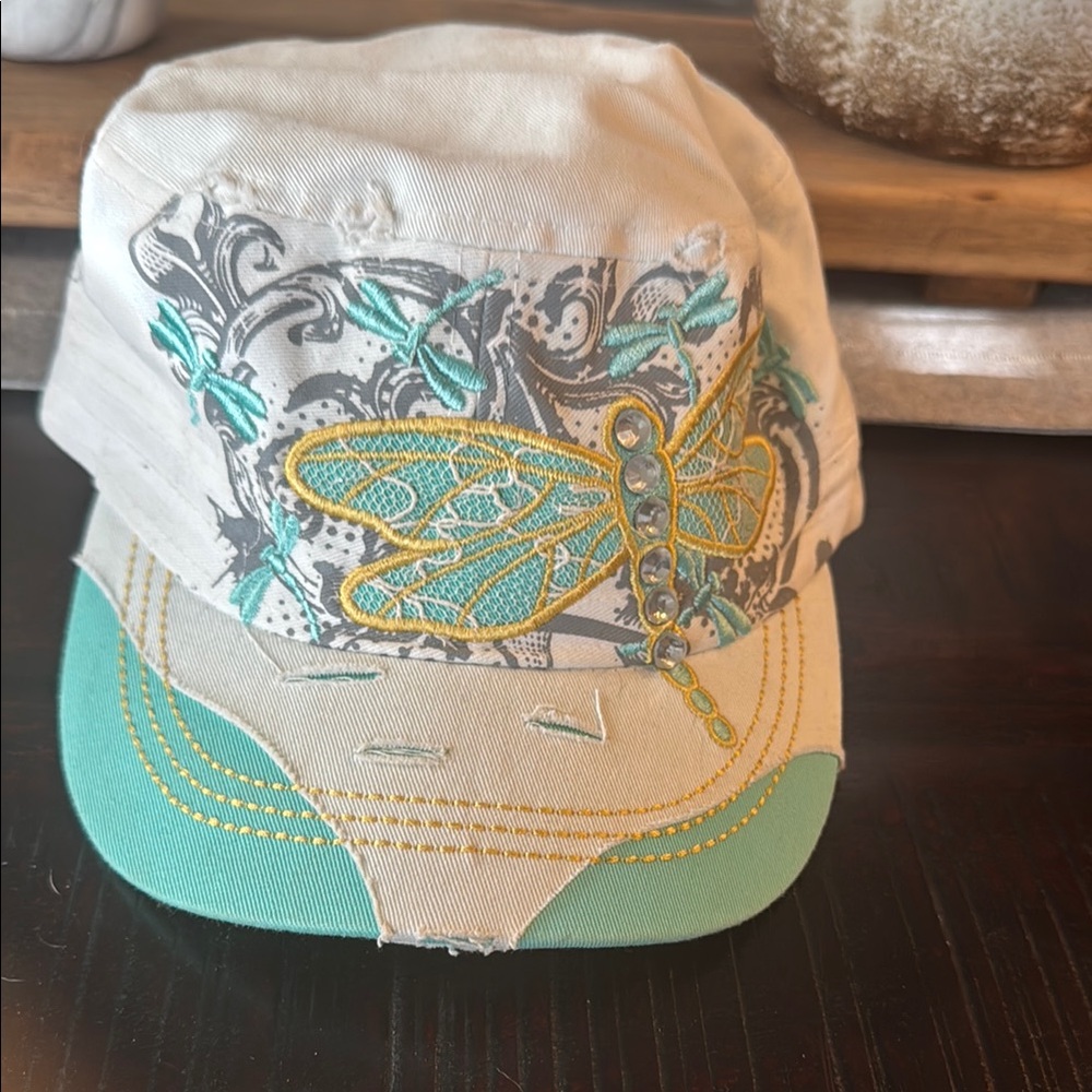 Embroidered Dragonfly Cap